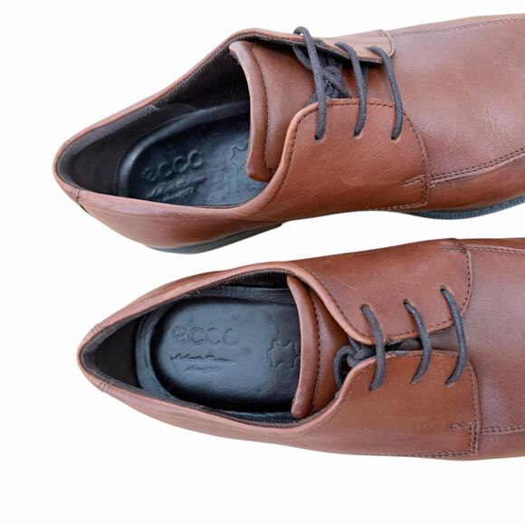 Ecco Brown Leather Edinburgh Lace Up Loafers Sz 10.5 Sz 44 main image 6